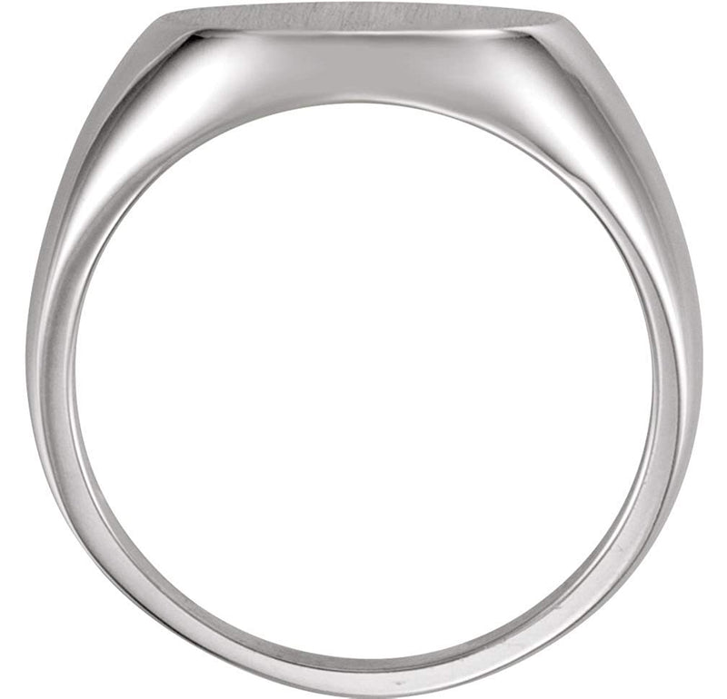 Men's Brushed Signet Ring, Rhodium-Plated 14k White Gold (18mm)