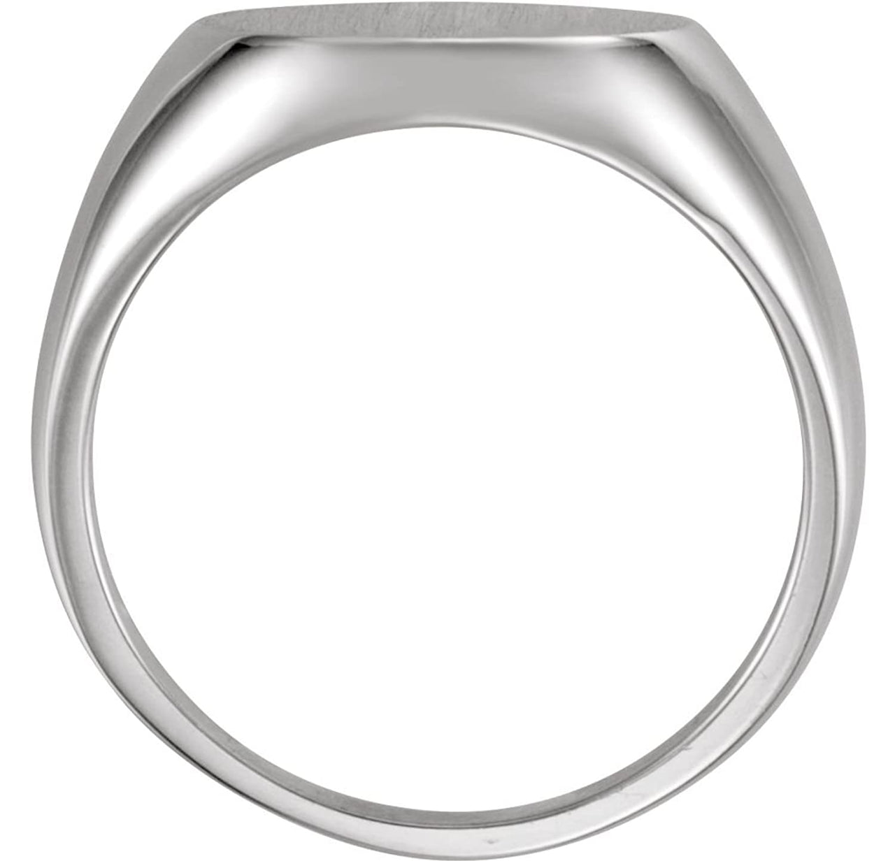 Men's Brushed Signet Ring, Rhodium-Plated 14k White Gold (15mm) Size 9.5