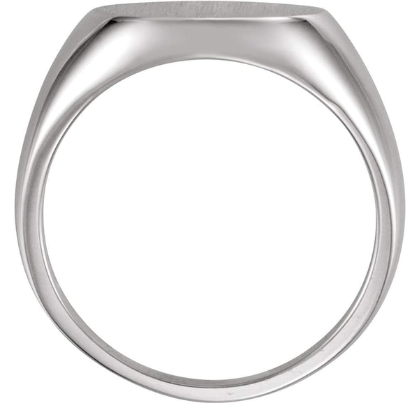 Men's Brushed Signet Ring, Rhodium-Plated 14k White Gold (18mm)