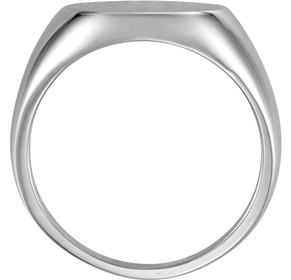 Men's Brushed Signet Ring, Rhodium-Plated 14k White Gold (15mm) Size 9.5