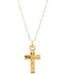 Childrens 14k Yellow Gold Engraved Design Cross Pendant Necklace, 15" Chain