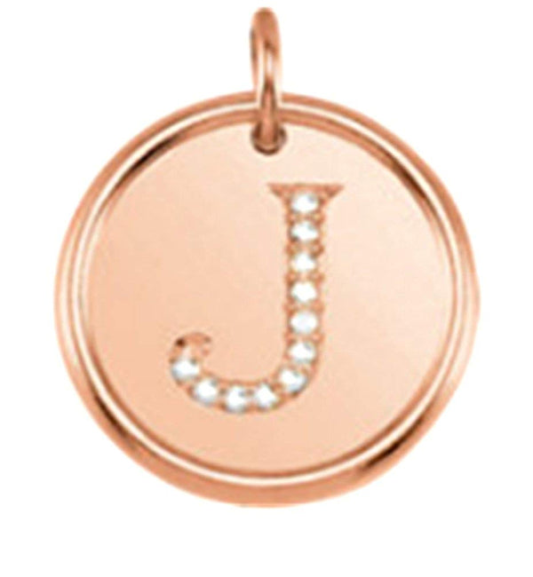 Diamond Initial "J" Pendant, 14k Rose Gold (.05 Ctw, Color G-H, Clarity I1)