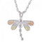 Petite Dragonfly Pendant Necklace, Sterling Silver, 12k Green and Rose Gold Black Hills Gold Motif, 18"