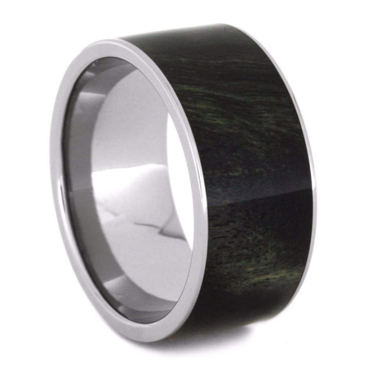 Green and Black Poplar 11mm Comfort-Fit Titanium Wedding Band