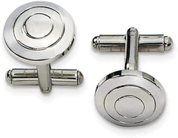 Stainless Steel Bullet Back Round Cuff Links, 15MM