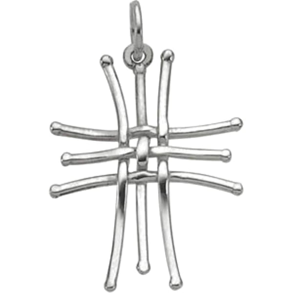 Weave Design Cross Sterling Silver Pendant (Made in Holy Land)