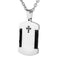 Men's Braided Wire and Black CZ Cross Dog Tag Pendant Necklace, Stainless Steel, 24"