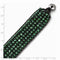 Men's Stainless Steel Black Cord Woven Imitation Malachite Bracelet, 9 "