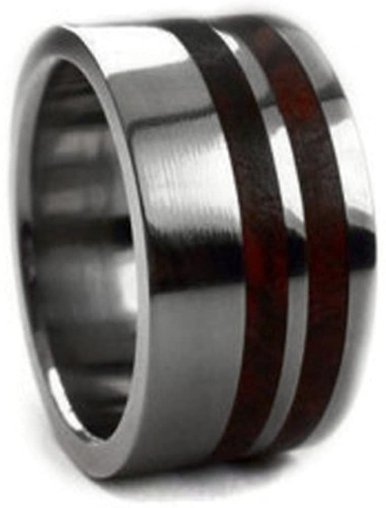 Amboyna Burl Wood 10mm Comfort Fit Titanium Wedding Band