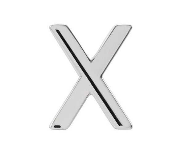 Platinum Initial Letter 'X' Stud Earring (Single Earring)