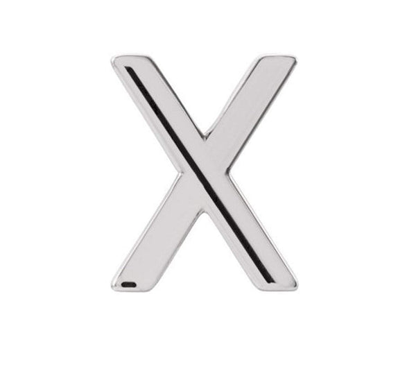 Initial Letter 'X' Sterling Silver Stud Earring (Single Earring)