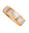 Rhodium-Plated 14k White and Rose Gold Satin-Brushed 6mm Comfort-Fit Two-Tone Band