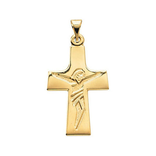 Engraved Crucifix 14k Yellow Gold Pendant (30.34X16MM)