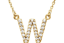 14k Yellow Gold Diamond Initial 'W' 1/6 Cttw Necklace, 16" (GH Color, I1 Clarity)