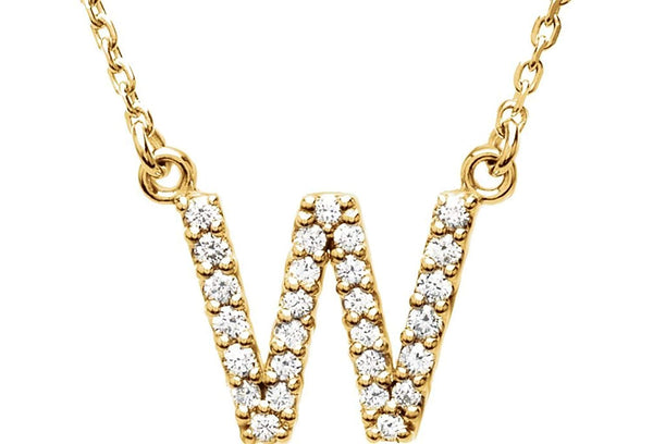14k Yellow Gold Diamond Initial 'W' 1/6 Cttw Necklace, 16" (GH Color, I1 Clarity)