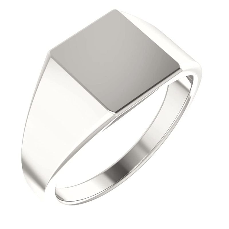 Men's Closed Back Rectangle Signet Ring, Sterling Silver (11X10mm) Size 12