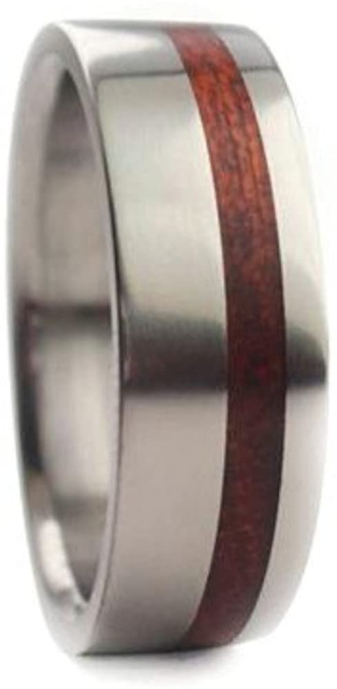 Bloodwood Inlay 8mm Comfort Fit Matte Titanium Wedding Ring, Size 6.25