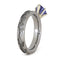 Created Blue Sapphire Pear,Gibeon Meteorite 4mm Comfort-Fit Titanium Engagement Band