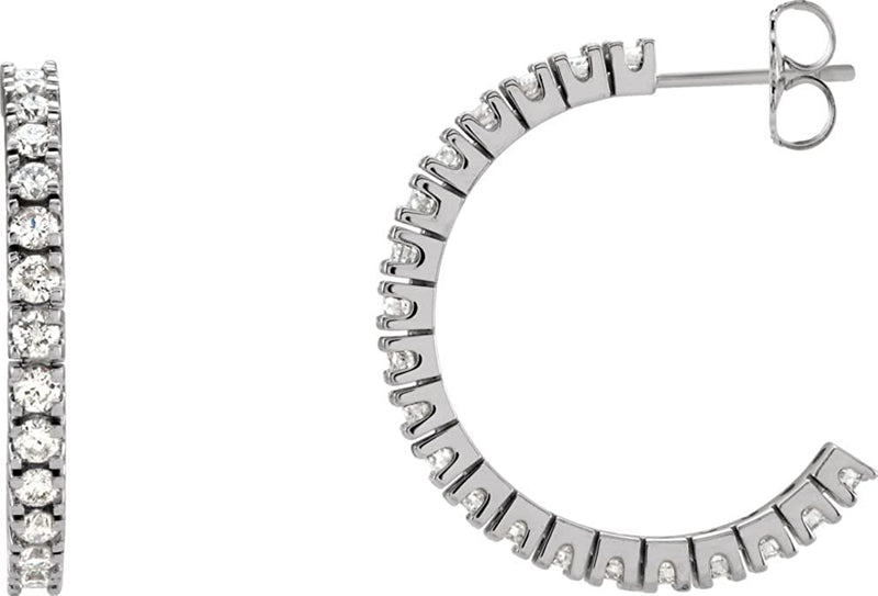 Diamond Hoop Earrings, Rhodium-Plated 14k White Gold (2 Ctw, Color G-H, Clarity I1)