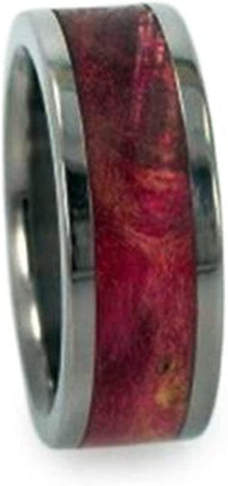 Magenta Burl Inlay 8mm Comfort-Fit Titanium Interchangeable Band, Size 8