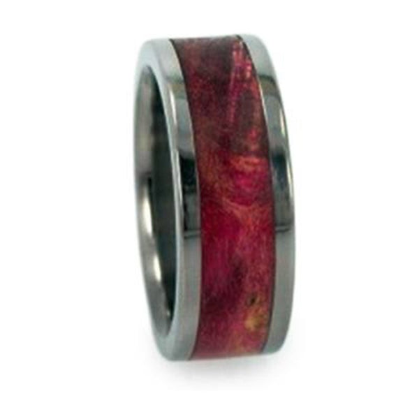 Magenta Burl Inlay 8mm Comfort-Fit Titanium Interchangeable Band, Size 10