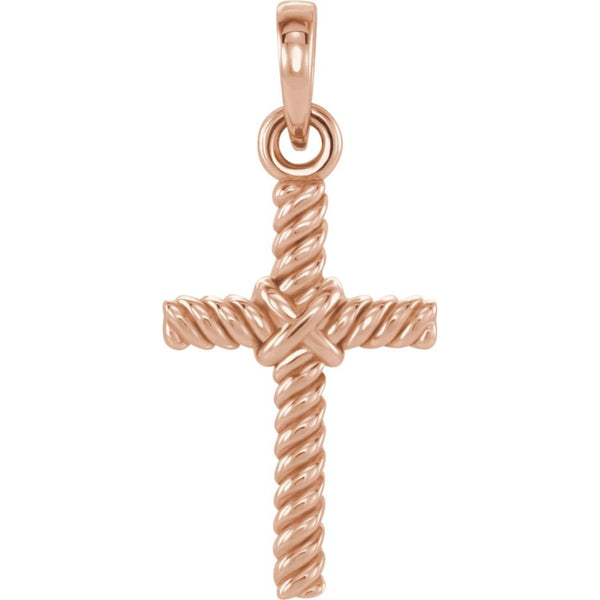 Rope Cross 14k Rose Gold Pendant (17.5X11.3 MM)