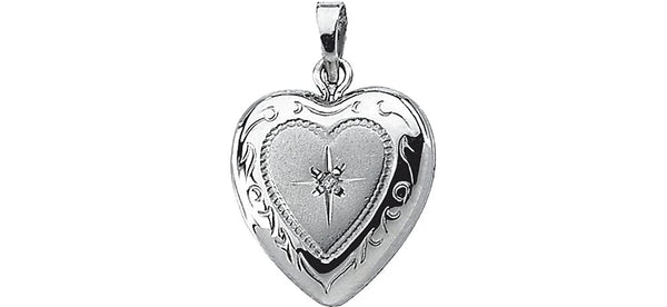 Sterling Silver Diamond Heart Locket (GI Color, I3 Clarity)