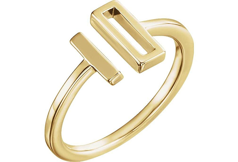 Slim-Profile Rectangle Bar Ring, 14k Yellow Gold