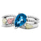 Pear Swiss Blue Topaz Granulated Bead Ring, Sterling Silver, 12k Green and Rose Gold Black Hills Gold Motif, Size 7.5