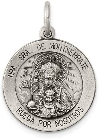 Sterling Silver Antiqued Lady of Montserrate Medal (26X16MM)