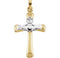 Hollow Claddagh Cross 14k Yellow and 14k White Gold Pendant