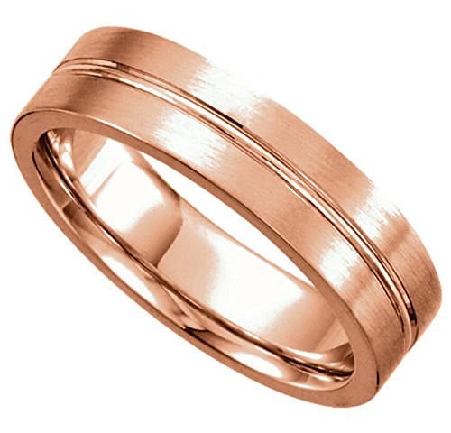 Satin Finish Grooved 3MM Comfort Fit 14k Rose Gold