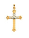 Two-Tone Hollow Claddagh Fleury Cross 14k Yellow and White Pendant (32.5x23.5 MM)