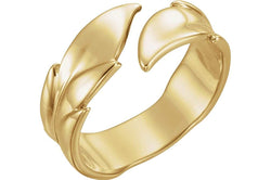 Bypass Rose Leaf Ring, 14k Yellow Gold