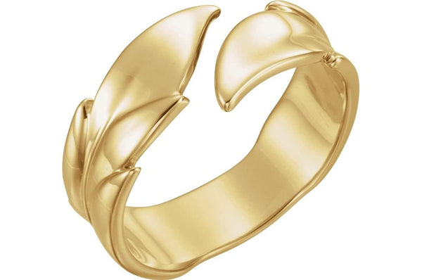 Bypass Rose Leaf Ring, 14k Yellow Gold, Size 5.25