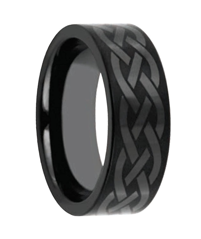 Men's Black Ceramic Celtic Knot 8mm Comfort-Fit Band