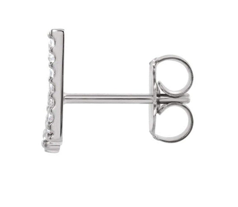 Rhodium-Plated 14k White Gold Diamond Letter 'W' Initial Stud Earring (Single Earring) (.08 Ctw, GH Color, I1 Clarity)