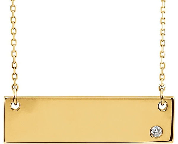 Diamond Bar Necklace, 18k Yellow Gold Plated Sterling Silver 18"( .03 Ct, Color G-H, I1 Clarity)