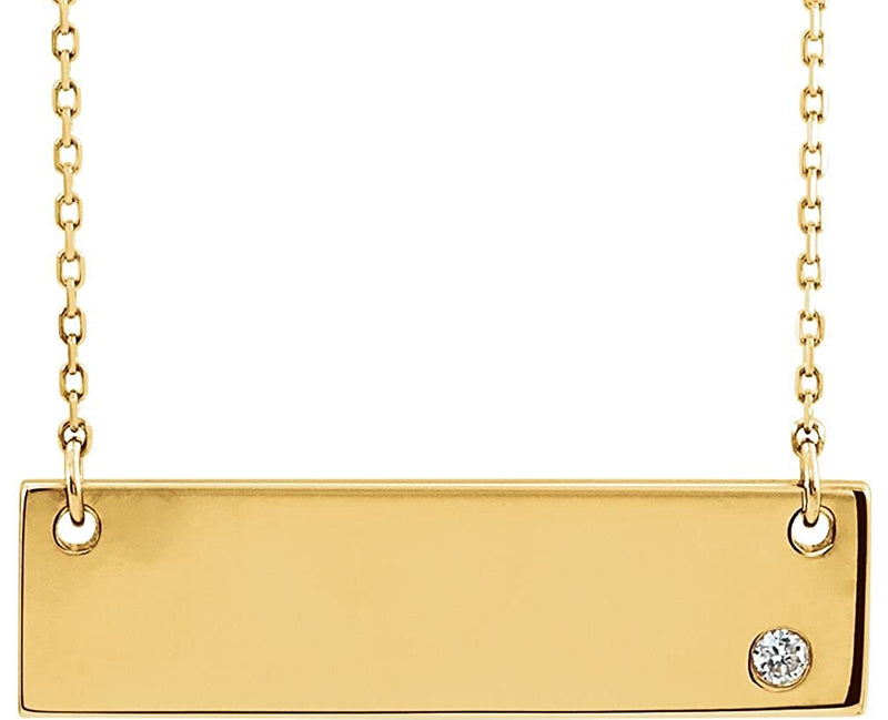Diamond Bar Necklace, 18k Yellow Gold Plated Sterling Silver 18"( .03 Ct, Color G-H, I1 Clarity)