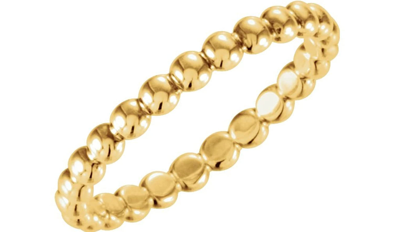 18k Yellow Gold Granulated Bead 2.5mm Stackable Band