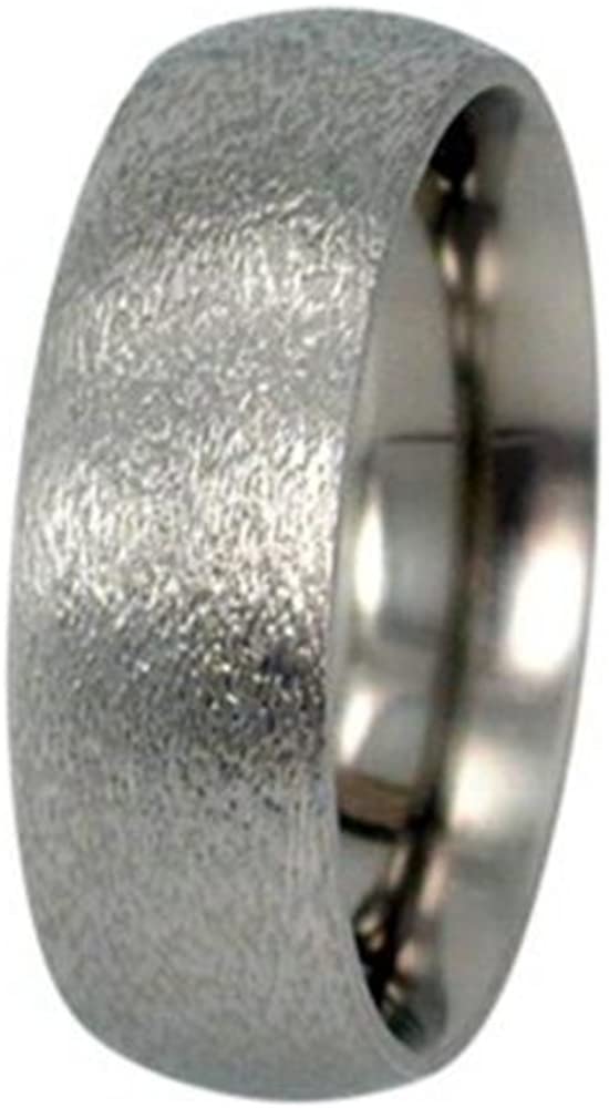 Round Profile with Frosted Finish Titanium 6mm Comfort Fit Band, Size 13.75