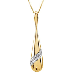 Diamond Teardrop Reversible Pendant Necklace in 14k Yellow Gold, 18"(1/3 Cttw)