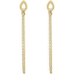 Petite Leaf Chain Dangle Earrings, 14k Yellow Gold