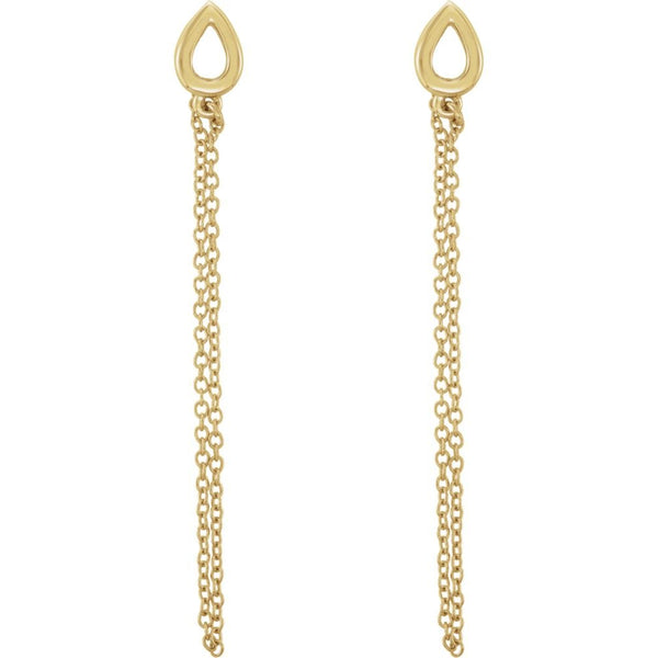 Petite Leaf Chain Dangle Earrings, 14k Yellow Gold