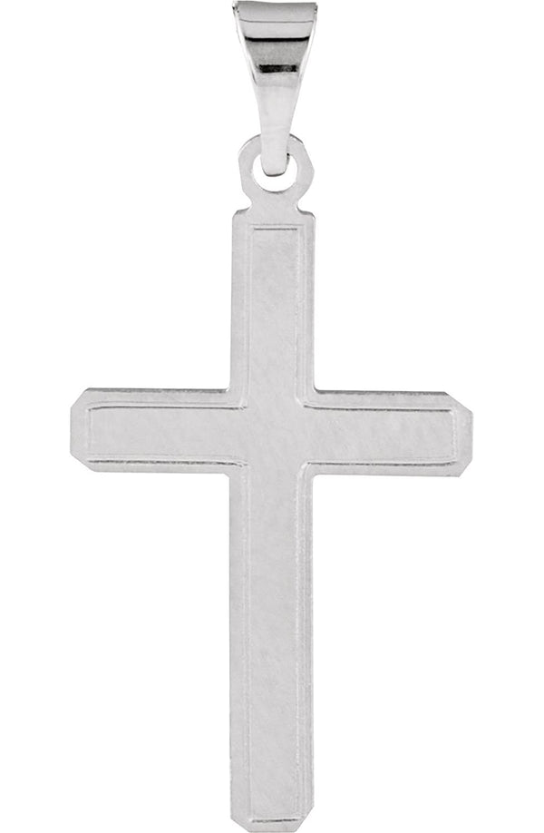 Inlay Cross Rhodium-Plated 14k White Gold Pendant (18 X 12MM)