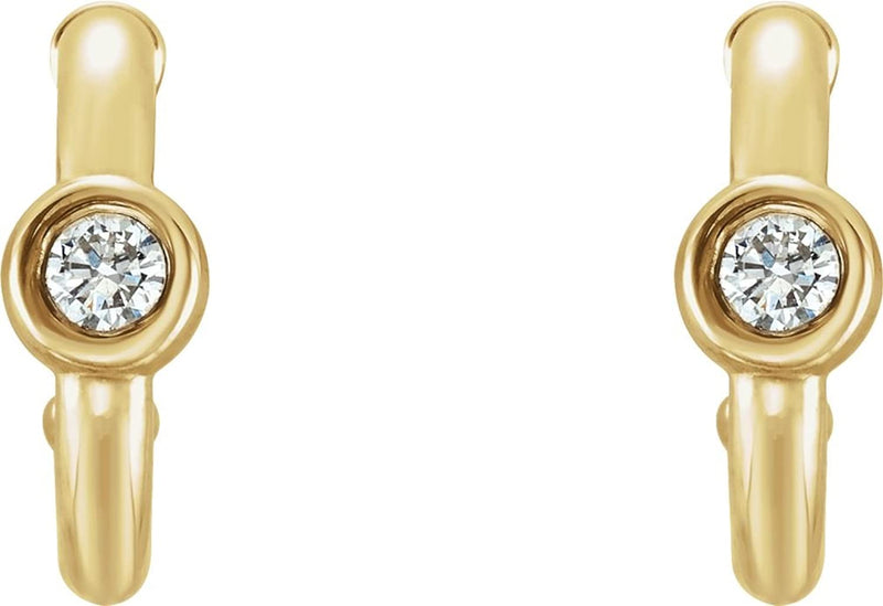 Diamond J-Hoop Earrings, 14k Yellow Gold (.25 Ctw, G-H Color, I1 Clarity )