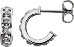 Platinum Bezel Set Diamond J Hoop Earrings (1/10 Ctw, G-H Color, Clarity SI2-SI3)
