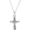 Rhodium Plate Sterling Silver Blue Boy Dedication Dedication Cross Necklace, 14"