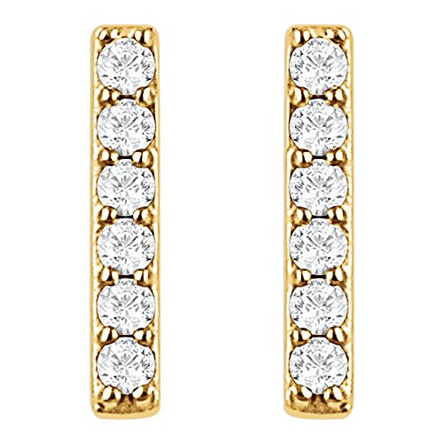 White Diamond Vertical Bar Earrings, 14k Yellow Gold (1/10 Ctw, Color H+, Clarity I1)