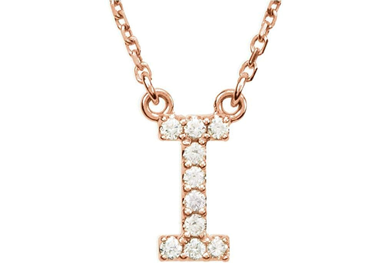 14k Rose Gold Diamond Initial 'I' 1/10 Cttw Necklace, 16" (GH Color, I1 Clarity)